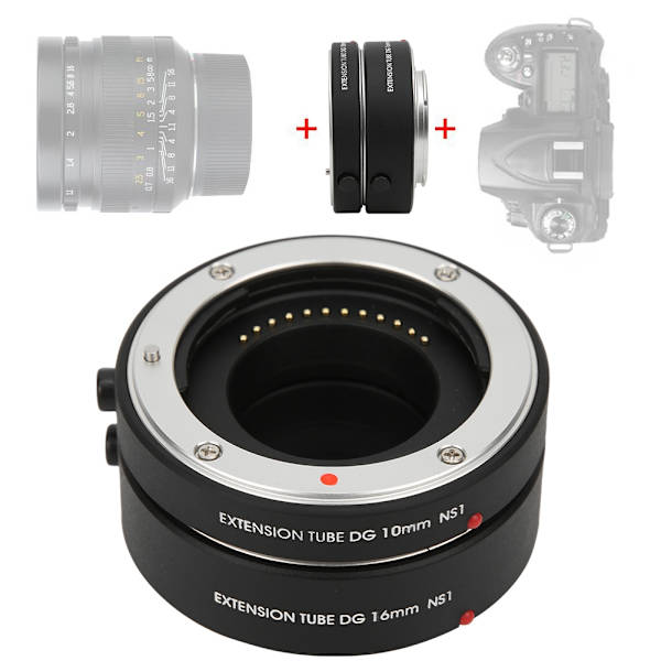 NS1 Autofokus Makroförlängningsrör Adapterring 10mm+16mm för Nikon 1 Mount Kamera