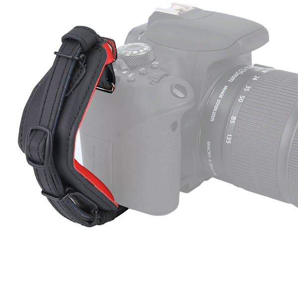 Läder handledsrem med snabbkopplingsplatta för DSLR SLR digitalkamera (röd)