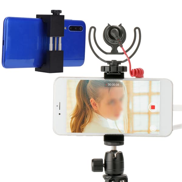 Universal telefonklemme i aluminiumslegering med blitssko for stativselfie