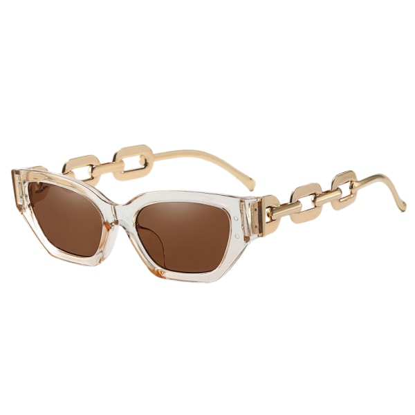 High Fashion Metal Chain Arm Flat Top Aviator Sunglasses