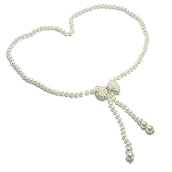 AVEKI Elegant imitation pärla dekorativ metall midjekedja midjebälte Bowknot Butterfly Pearl pärlbälte för klänning, A