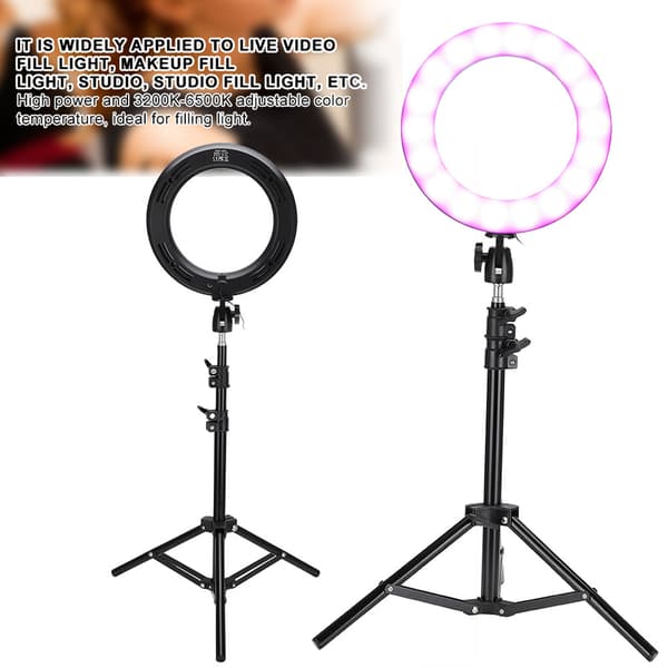10\" LED Ring Fill Light med stativ - Justerbar LED Fill Light Kit til video, live og makeup