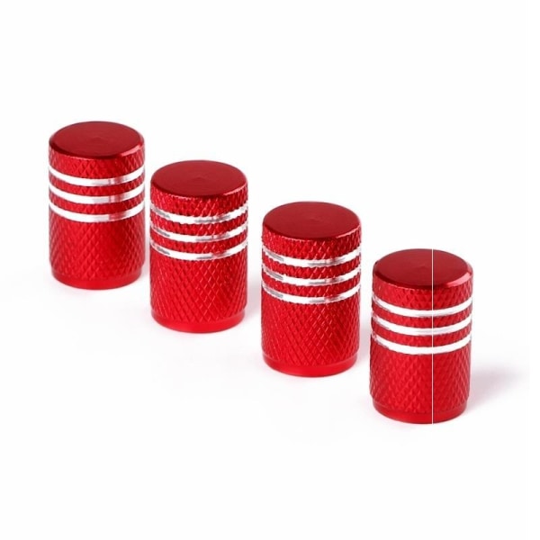 Färgade ventilkåpor i aluminiumlegering, läckagesäkra kåpor för bildäck, stora sexkantsskruvar, ventilkåpor (runda röda (4 stycken))