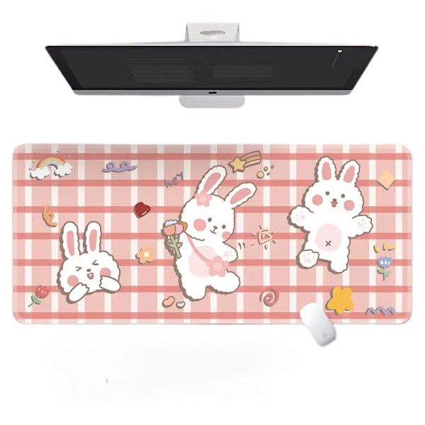 Kawaii skrivbordsunderlägg, söt musmatta, stort spelbord musmatta tecknad tangentbordsunderlägg，300*800*3mm