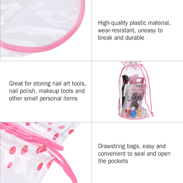 10 st/set Transparent Nagelverktyg Förvaringsväska Plast Manikyr Verktyg Hållare Behållare Transparent Väska