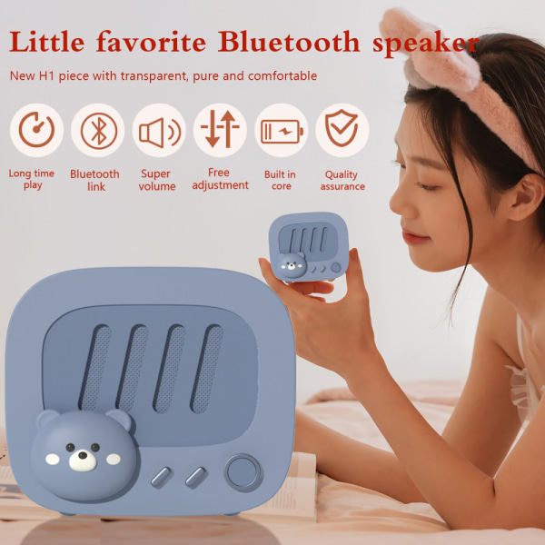 Bluetooth-kompatibel högtalare Universal HiFi-ljudvolym Justerbar Uppladdningsbar arbetsindikator Handsfree-samtal Bärbar Söt(Blå)