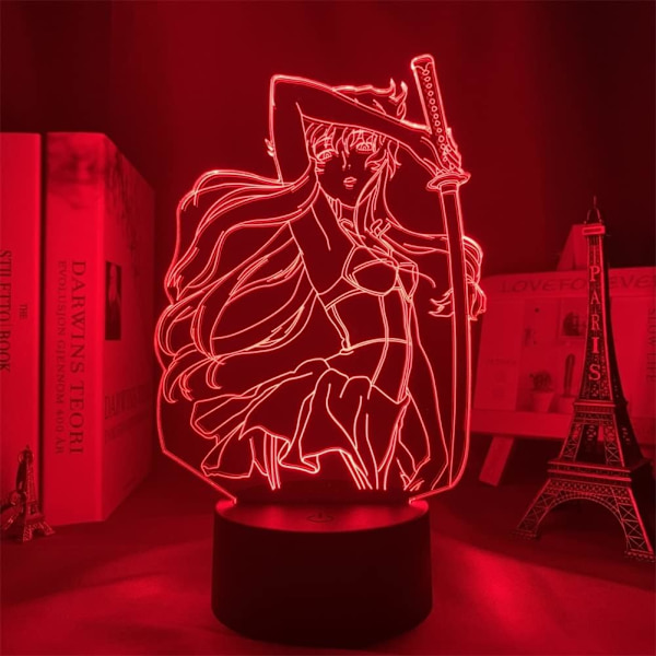 3D illusjonsnattlys Future Diary Yuno Gasai figur Anime-lampe berøring 7 farger fjernkontroll 16 farger skiftende romdekorasjonslys