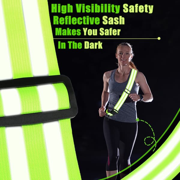 2-pack Högvisande Reflexjacka & Justerbart Bälte för Nattsäkerhet, Cykling, Promenader, Reflexutrustning, Fluorescerande G Fluorescent Green+Fluorescent Green
