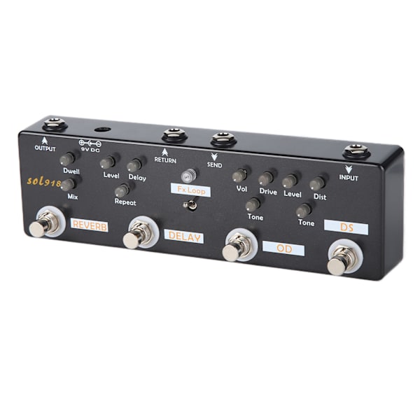 Gitarr Effekt Pedal 5 Lägen Reverb Delay Fx LOOP Distortion Overdrive Gitarr Stämningstillbehör