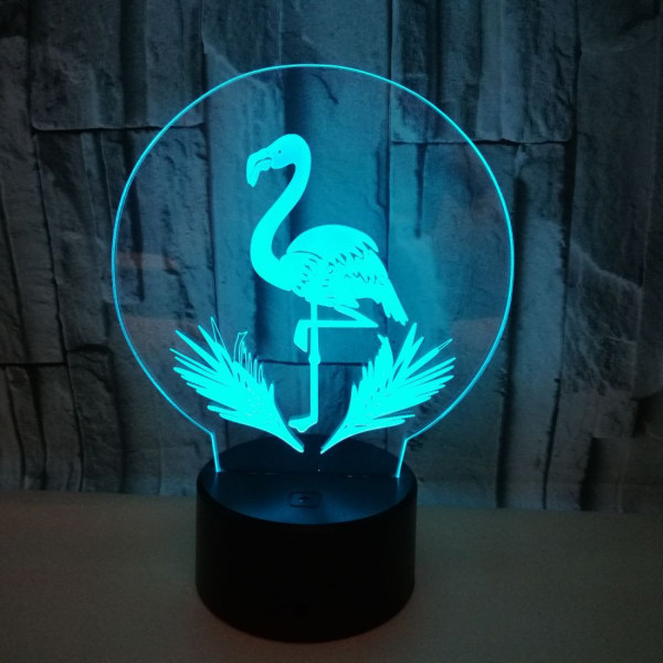 3D Flamingo Night Light 16 färger Ändra USB Power Fjärrkontroll Touch Switch Dekor Lampa Optisk Illusion Lampa