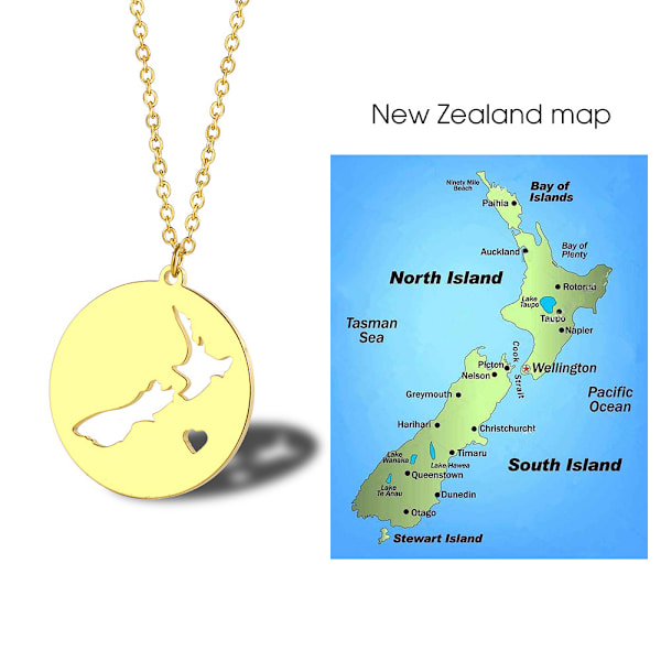 1 stk. Udskåret kort halskæde, New Zealand kort vedhæng, titanium stål dame kraveben kæde tøj tilbehør（guld）