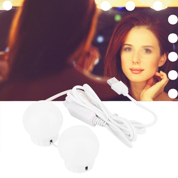 LED-pære speil lys Vanity USB Touch Switch speillampe sett objektiv frontlykt pærer sett 2 pærer