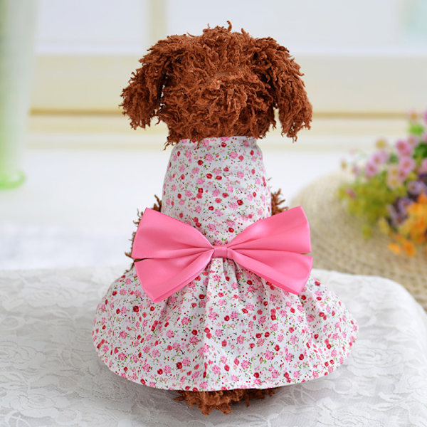 Hunde kjole - Valpe Floral Princess Kjole, Hundekjole Sløyfe Tutu, Tynn Søt Kjæledyr Sommerkjole Kostyme, Hund Blomsterkjole Hundekostyme (M Størrelse)