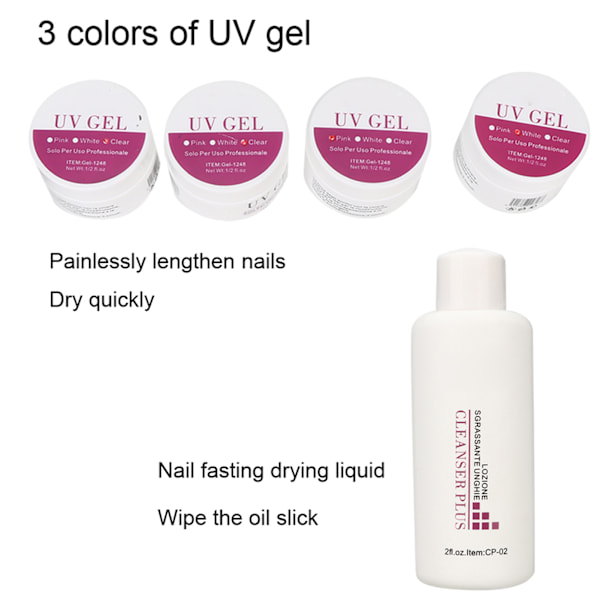 Nagelförlängningsverktyg Set UV Gel Nagelspets Lim Fil UV Gel Penna Manikyrverktyg TillbehörKIT-2