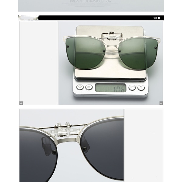 Clip-on solbriller - Polariseret clip-on solbriller med flip-up funktion, der passer over briller med UV-beskyttelse Clip-on solbriller til kørsel, fiskeri og udendørs-