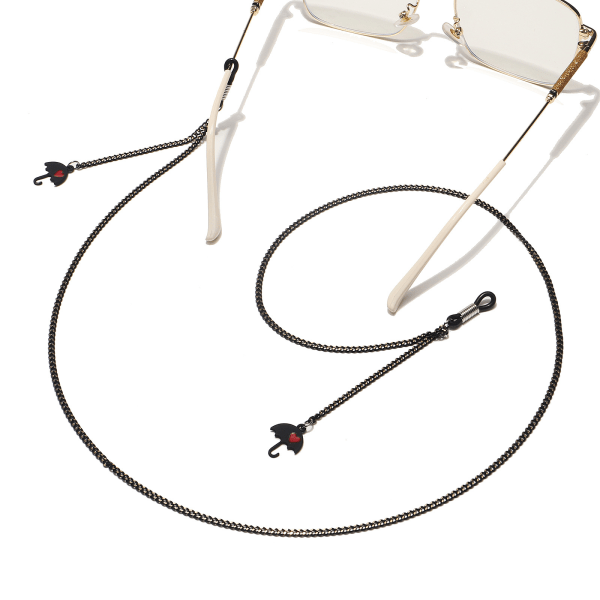 Glasögon rep hängande hals Mode svart paraplyhängande kedja solglasögon med glasögonkedja