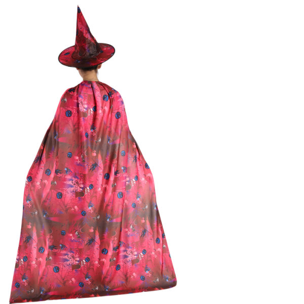 Halloween-mantel Barnens dag Maskerad Performance Dress Up Satin-mantel Femstjärnig mantel (vuxen röd mantel i tre set)