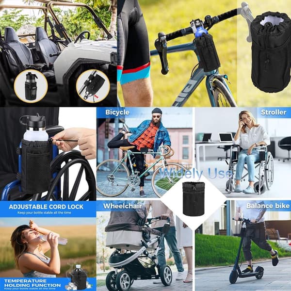 Kopholder til cykel, scooter og kørestol – Universal vandflaskeholder til rollator, golfvogn, multifunktionelt drikkeholder tilbehør 2 PCS