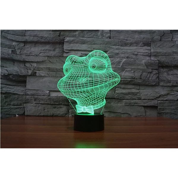 WJ 3D Groda Fjärrkontroll 16 Färg Nattljus Illusion Akryl LED Bordsängslampa Barn Sovrum Skrivbordsdekor Födelsedagspresenter Leksak för Barn