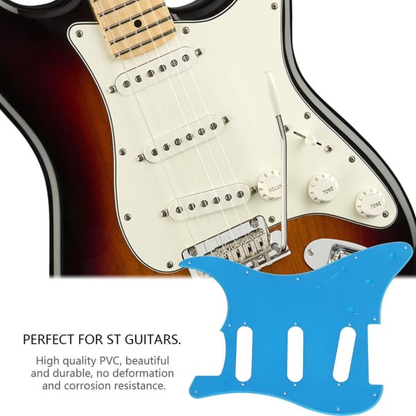 PVC Matt 11 Håls SSS Pickguard För Stratocaster Gitarr Olika Färger (blå)