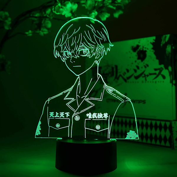 Chifuyu Bust Otaku Lampe – Tokyo Revengers – Anime Lampe Figur Natlampe, 16 Farver RGB LED – Fjernbetjening, 3D Anime Værelsesindretning Gave til O