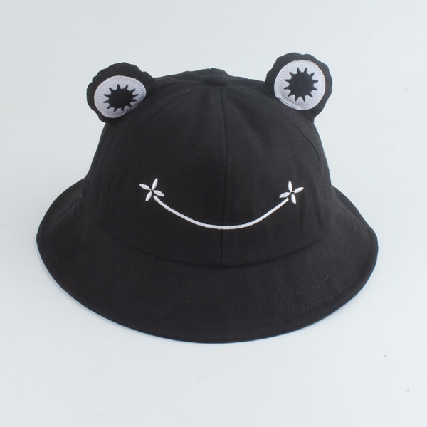 Vuxen tonåring Frog Hat, Söt Groda Bucket Hat, Bomull Bucket Hat Rolig Hat Bucket Hat Herr Kvinnor (svart)
