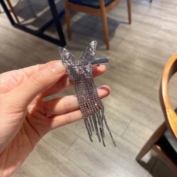 Rhinestone Butterfly Hårklämmor Anknäbbsklämma för Kvinnor MGPFERD Tassel Sidoklämma Flickor Luggklämma Hårnål Huvudbonadsklämma