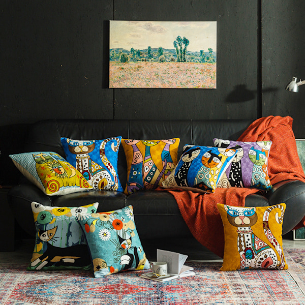Set med 2 dekorative putetrekk for sofa innendørs seng, abstrakt mønster hjem sofa putetrekk putetrekk gave seng bil stue hjem, 18 x 18 tommer