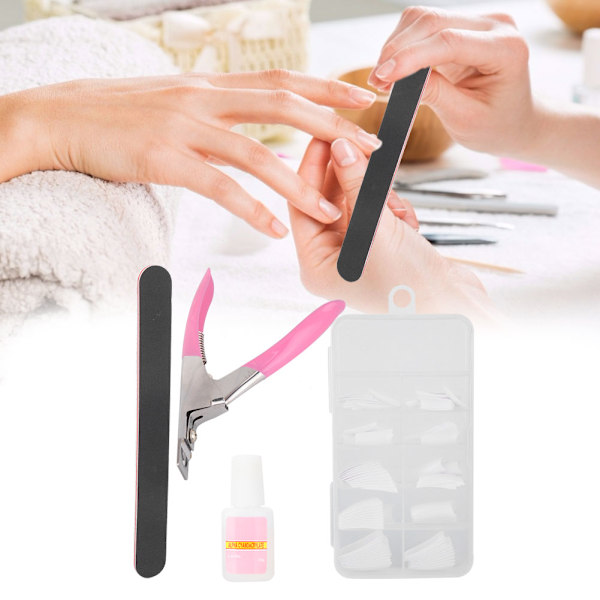 100 st/låda Konstgjorda nagelspetsar Nagelklippare Lim Nagelfil Nagelkonst Manikyrset KitTyp C
