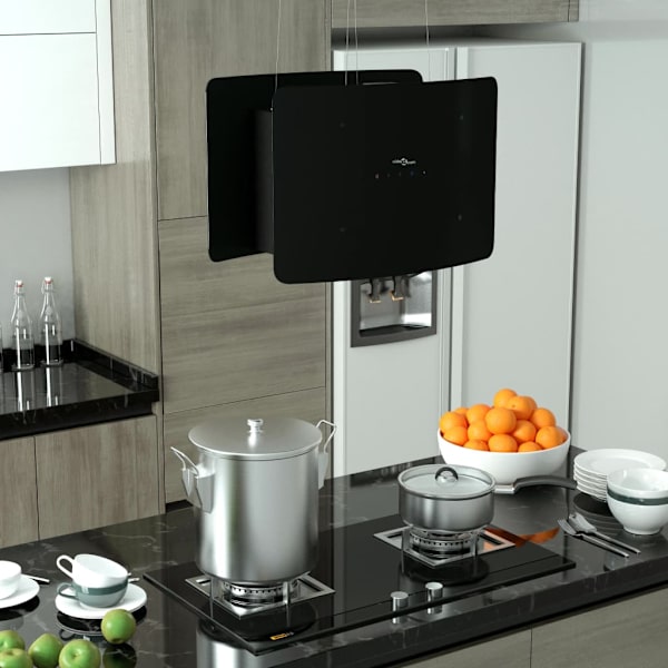 Hängande köksfläkt med touchsensor LCD härdat glas