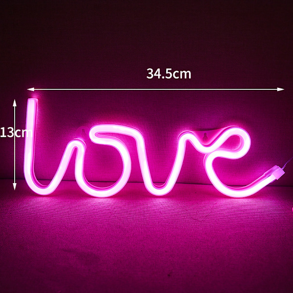 Kärlek Neon Skylt Led Neon Ljus Skylt för Sovrum Neon Ljus Nätter för Väggdekor Rosa Kärlek Skylt för Bröllopsfest Tillbehör (Rosa)