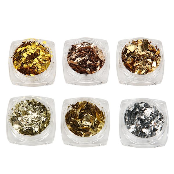 6 lådor / set ultratunna nagelkonst glitter glänsande paljetter nagelkonst dekorationer DIY-verktyg (A)