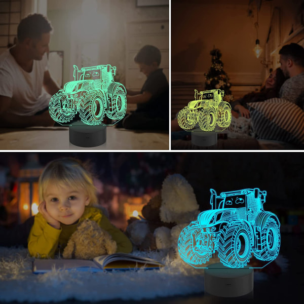 Monster Trucks Nattlampa Bangbang 3D Illusion Lamp  16 Färger Ändras med Fjärrkontroll Födelsedagspresenter för Barn Pojkar Sovrumsdekor
