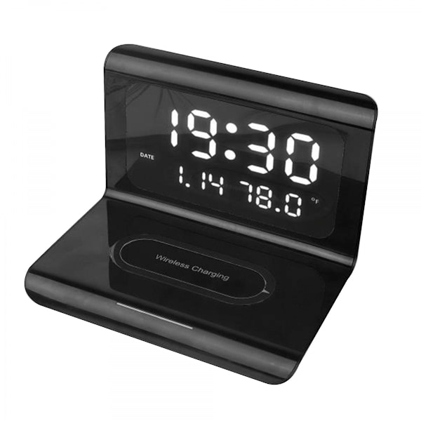 Cht-3 i 1 trådlös laddningsklocka kalender multifunktion typ-c digitalt larmverktyg