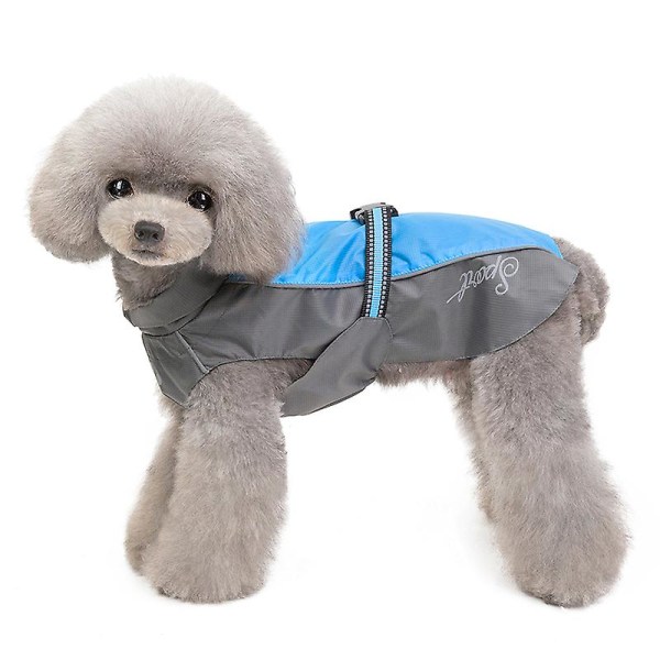 Bind Pet Regnfrakke Stående Krave Justerbar Snøre Kappe Hund Kat Udendørs Bære til Små(Blå 4XL)