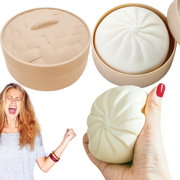 Dumpling Stressboll Fidgetleksak, Dumpling Squishy Stressboll Ångad Fylld Bulle Kläm Stressavlastande Leksak, Degbollar Squishy Dumpling Fidget