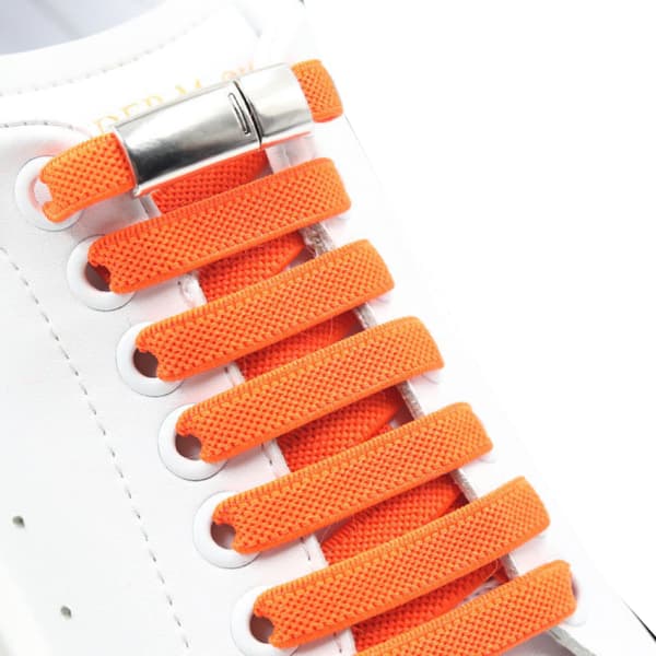 2 par Orange skosnöre spänne, Inga slipsnoddar för barn och vuxna, Elastiska snören för sneakers