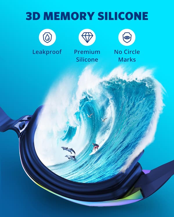 Simglasögon 2-pack, läckagesäker design för vuxna män kvinnor ungdomar (blå) Blue