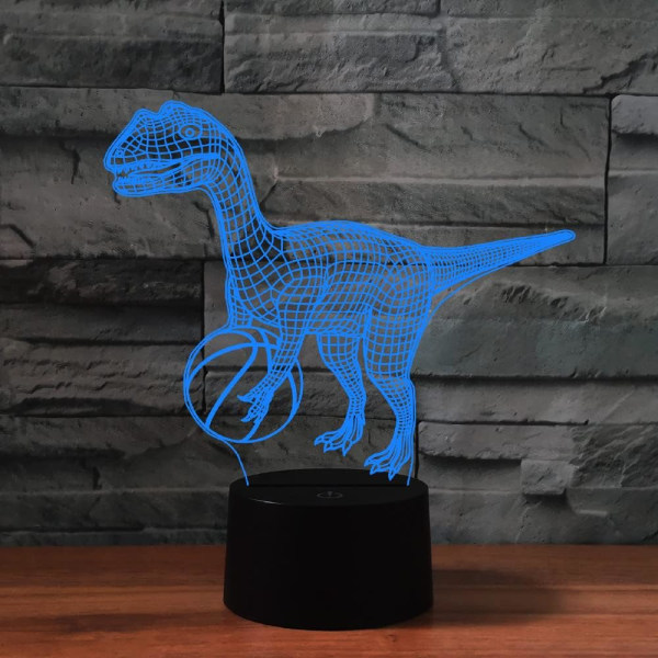 WJ 3D Dinosaur Fjärrkontroll 16 Färg Nattljus Illusion Akryl LED Bordslampa Sänglampa Barn Sovrum Skrivbord Inredning Födelsedagspresenter Leksak för barn