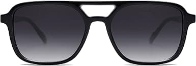 Retro Aviator Solglasögon för Kvinnor Män, Trendiga Rektangulära Dam Herr Solglasögon SJ2202 Black Frame/Grey Grading Lens
