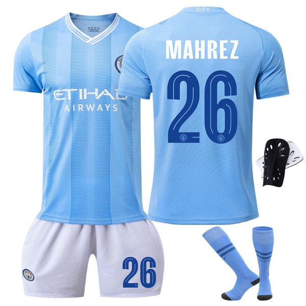 23/24 Mestarien liigan painos Manchester City jalkapallopaitasetti sukkien ja suojavarusteiden kanssa 26 MAHREZ XL