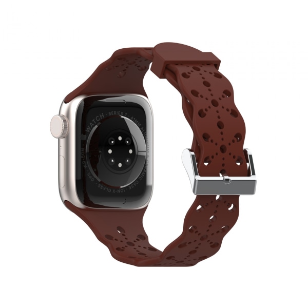 Watch Apple iWatch 6/5/4/3/2/1 Generation SE Hollow Lace Solid Silikonrem --- Vinröd（38/40/41MM）