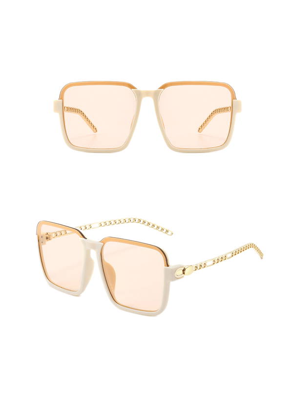 Fashion Chain Temple Square Large Frame UV Blocking Sunglasses