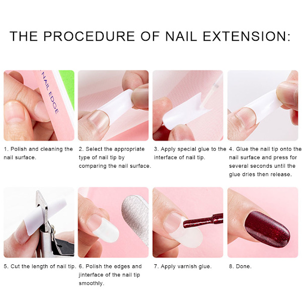 100 st/låda Konstgjorda nagelspetsar Nagelklippare Lim Nagelfil Nagelkonst Manikyrset KitTyp C