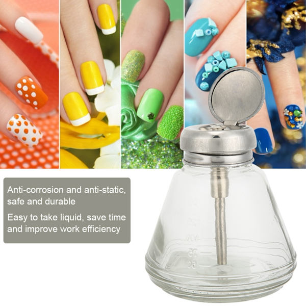 150 ml pumpdispenser för nagelkonst, transparent behållare för vätska, tryckflaska, tillbehör