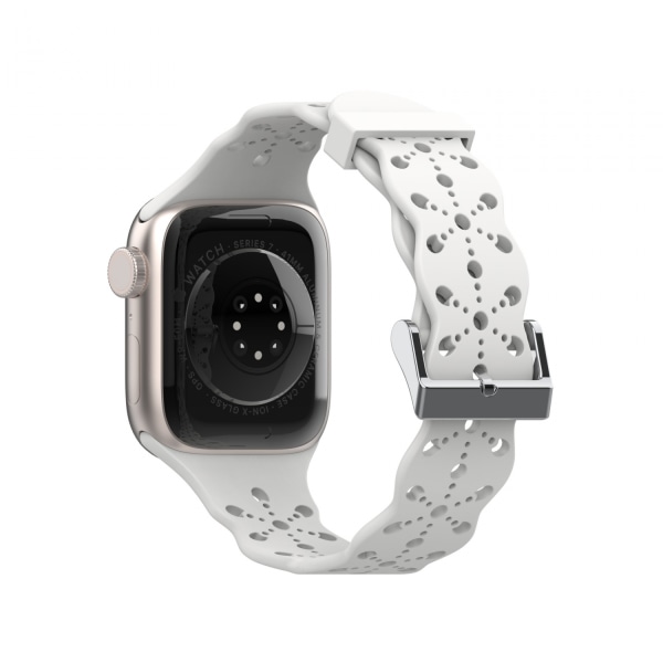 Watch Apple iWatch 6/5/4/3/2/1 Generation SE Hollow Lace Solid Silikonrem --- Vit（42/44/45MM）