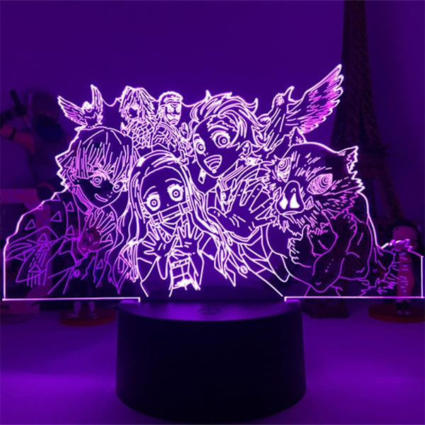 WJ 3D Led Illusion Lampe Anime Natlampe til Børneværelse Dekoration 7 Farve Touch/Fjernbetjening 16 Farver Skiftende USB Skrivebordslamper