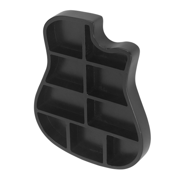 Trägitarrplockhållare Gitarrformad 9 Fack Multifunktionell Plectrum Tillbehör Förvaringslåda Svart