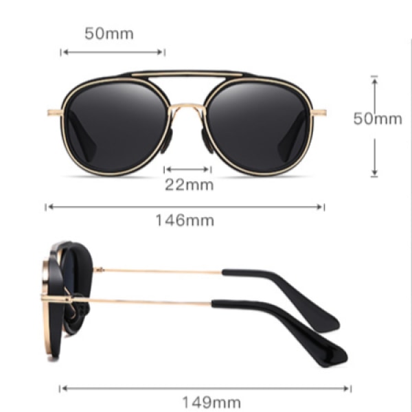 Klassiska Aviator solglasögon för kvinnor män Vintage retro metall nyanser