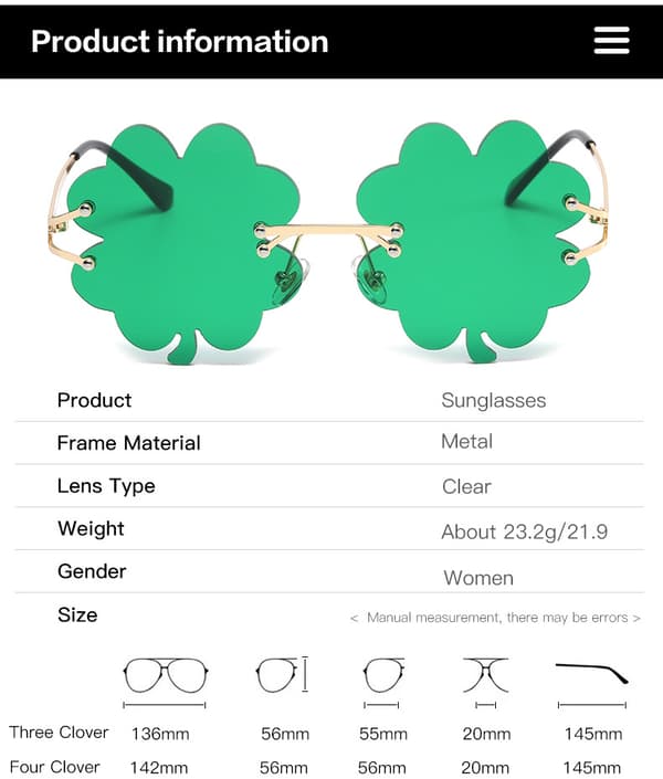 St. Patrick's Day Irländska klöver Blad Gröna Alv Kostym Glasögon 1 Pack